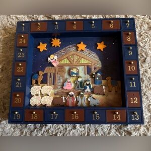 Kurt Adler Nativity Scene Wooden Magnetic Advent Calendar